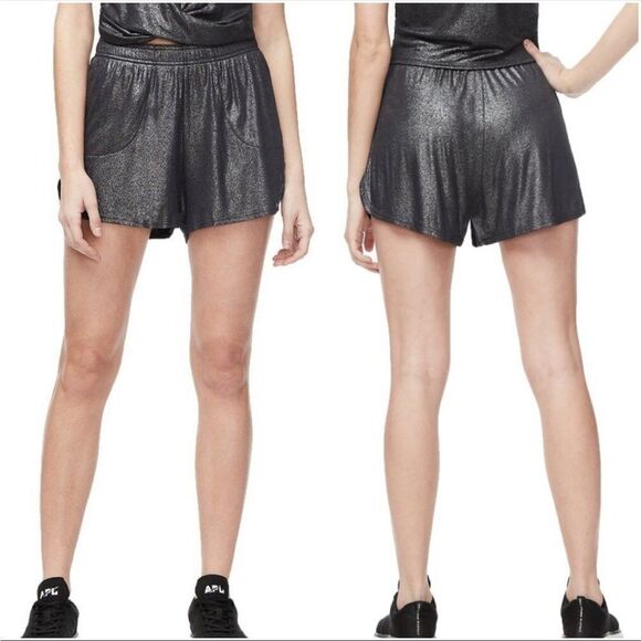 GOOD AMERICAN | The Running Short Moonlight Metallic Sparkle Black Women’s 3 (L) - Picture 1 of 9